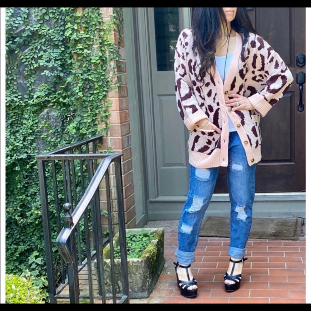 Leopard Print Cardigan Sweater